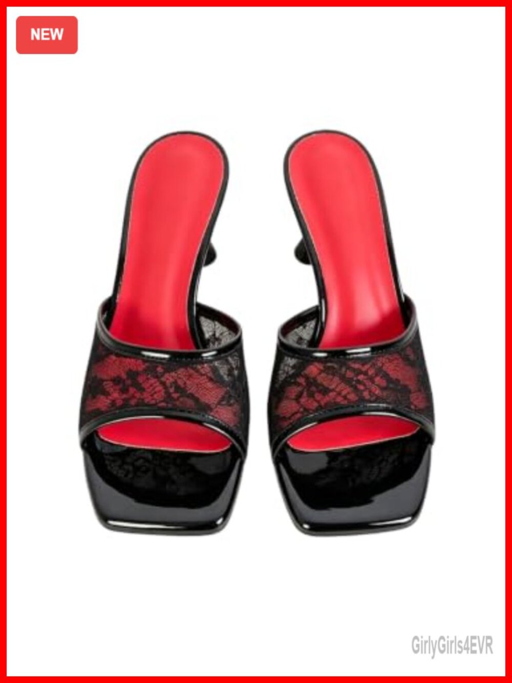 Floral Lace Kitten Heel Mesh Square Toe Backless Slides Slip On Sandals